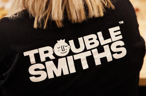 Short Sleeve 'Troublesmiths' Logo Cotton T-Shirt